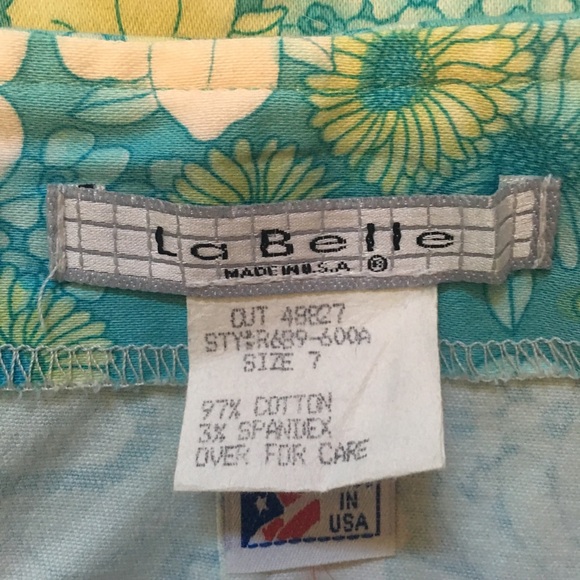 La Belle-Turquoise Yellow Stretch Mini Skirt - Picture 3 of 6